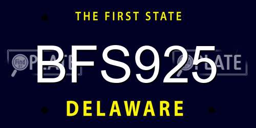 BFS925 Delaware License Plate