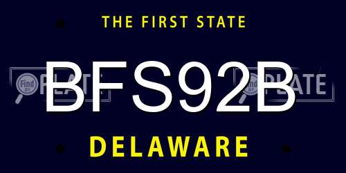 BFS92B Delaware License Plate