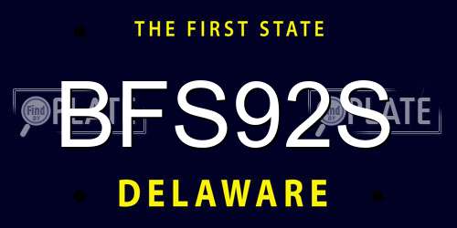 BFS92S Delaware License Plate