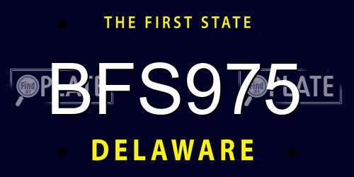 BFS975 Delaware License Plate
