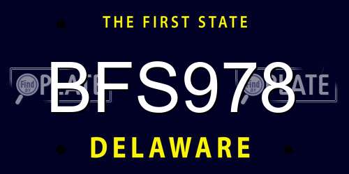 BFS978 Delaware License Plate