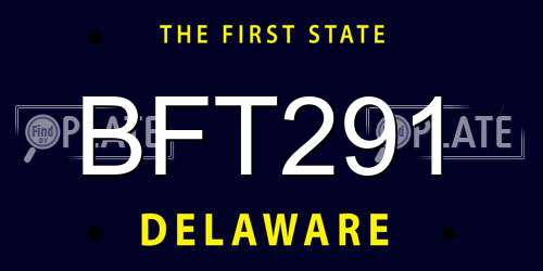 BFT291 Delaware License Plate