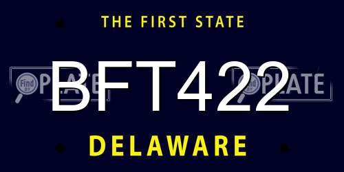 BFT422 Delaware License Plate
