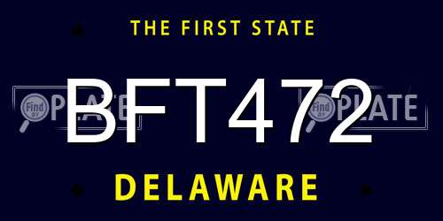BFT472 Delaware License Plate