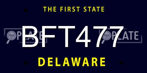 BFT477 Delaware License Plate