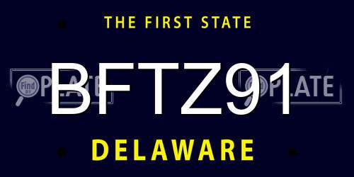 BFTZ91 Delaware License Plate