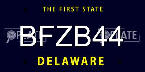 BFZB44 Delaware License Plate