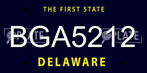 BGA5212 Delaware License Plate