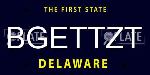 BGETTZT Delaware License Plate