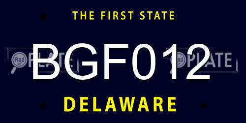 BGF012 Delaware License Plate