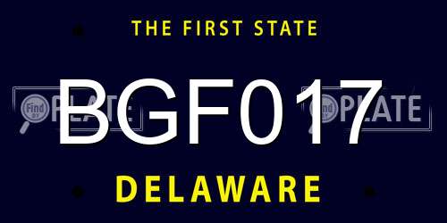 BGF017 Delaware License Plate