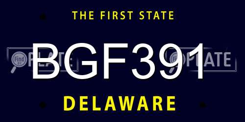 BGF391 Delaware License Plate