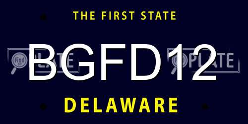 BGFD12 Delaware License Plate