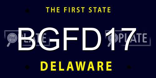 BGFD17 Delaware License Plate