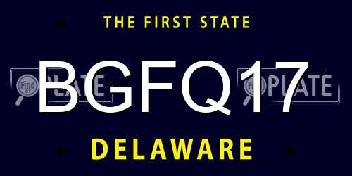 BGFQ17 Delaware License Plate