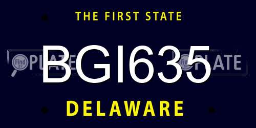 BGI635 Delaware License Plate