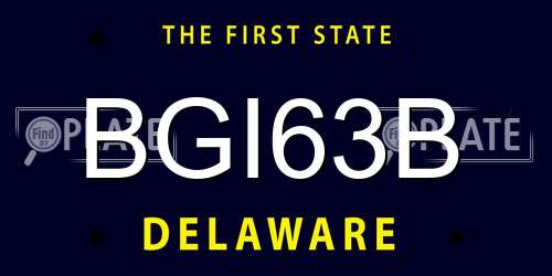 BGI63B Delaware License Plate