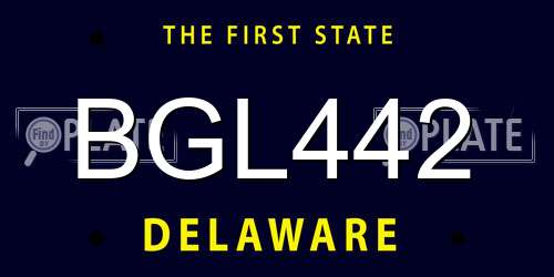 BGL442 Delaware License Plate
