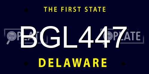 BGL447 Delaware License Plate