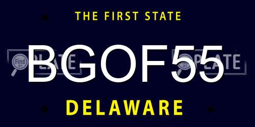 BGOF55 Delaware License Plate