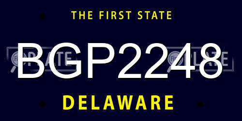 BGP2248 Delaware License Plate