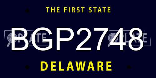 BGP2748 Delaware License Plate
