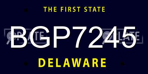 BGP7245 Delaware License Plate