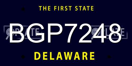 BGP7248 Delaware License Plate