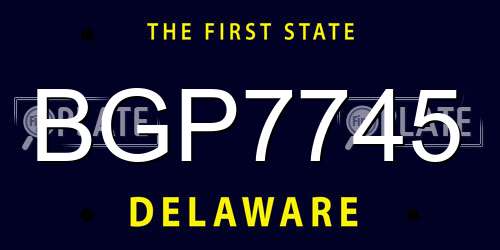 BGP7745 Delaware License Plate