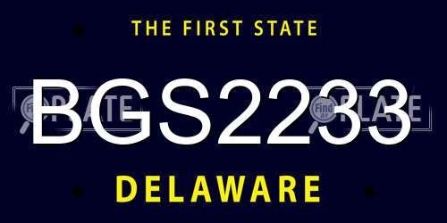 BGS2233 Delaware License Plate