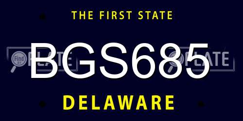 BGS685 Delaware License Plate