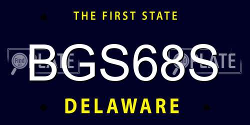 BGS68S Delaware License Plate
