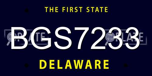 BGS7233 Delaware License Plate