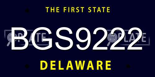 BGS9222 Delaware License Plate
