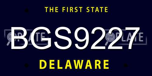 BGS9227 Delaware License Plate