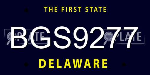 BGS9277 Delaware License Plate