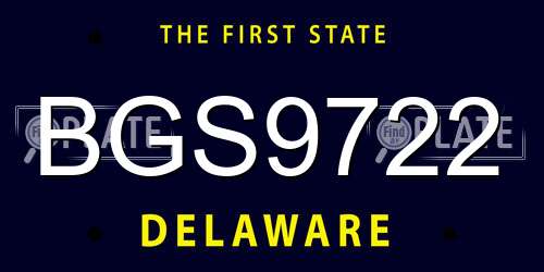 BGS9722 Delaware License Plate