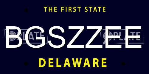 BGSZZEE Delaware License Plate