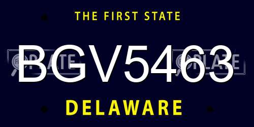 BGV5463 Delaware License Plate