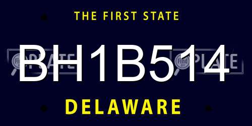 BH1B514 Delaware License Plate