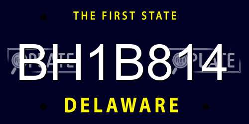 BH1B814 Delaware License Plate
