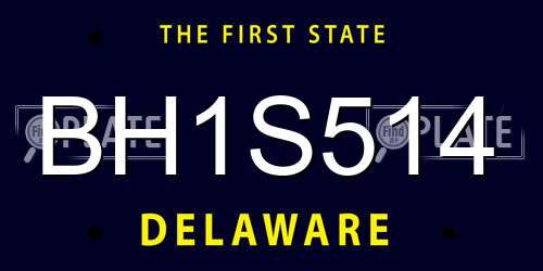 BH1S514 Delaware License Plate