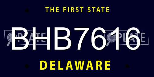 BHB7616 Delaware License Plate