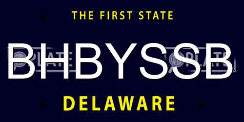 BHBYSSB Delaware License Plate