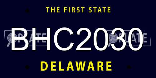 BHC2030 Delaware License Plate