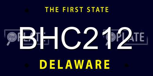 BHC212 Delaware License Plate