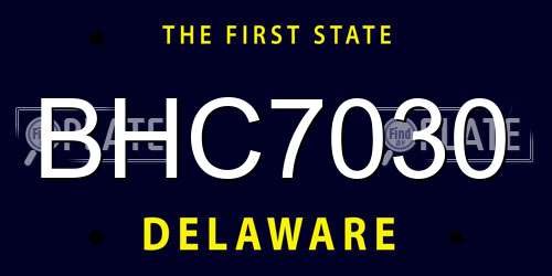 BHC7030 Delaware License Plate