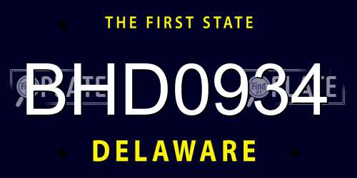 BHD0934 Delaware License Plate