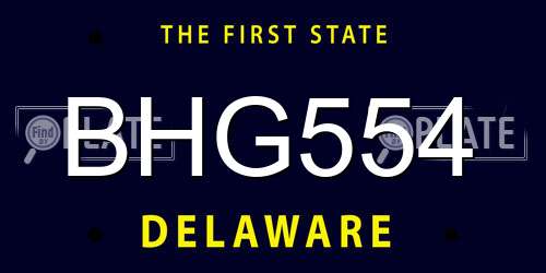 BHG554 Delaware License Plate