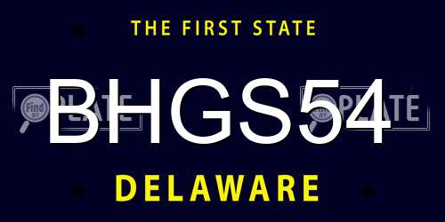 BHGS54 Delaware License Plate